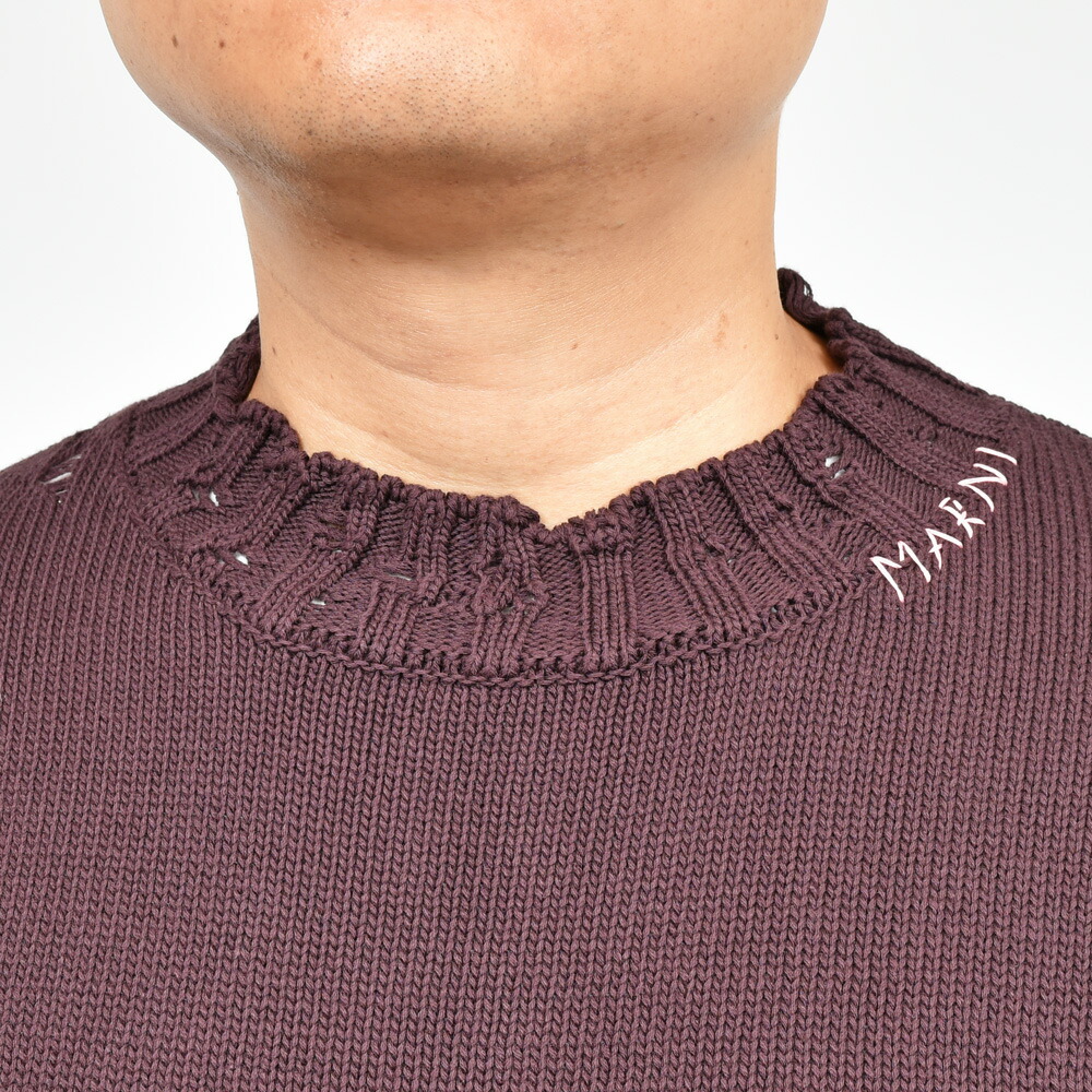 MARNI（マルニ）コットンダメージクルーネックニット GCMG0210A0