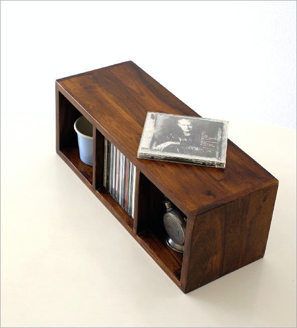 楽天市場】CDラック 木製 天然木 無垢材 CDボックス CD収納BOX 収納棚