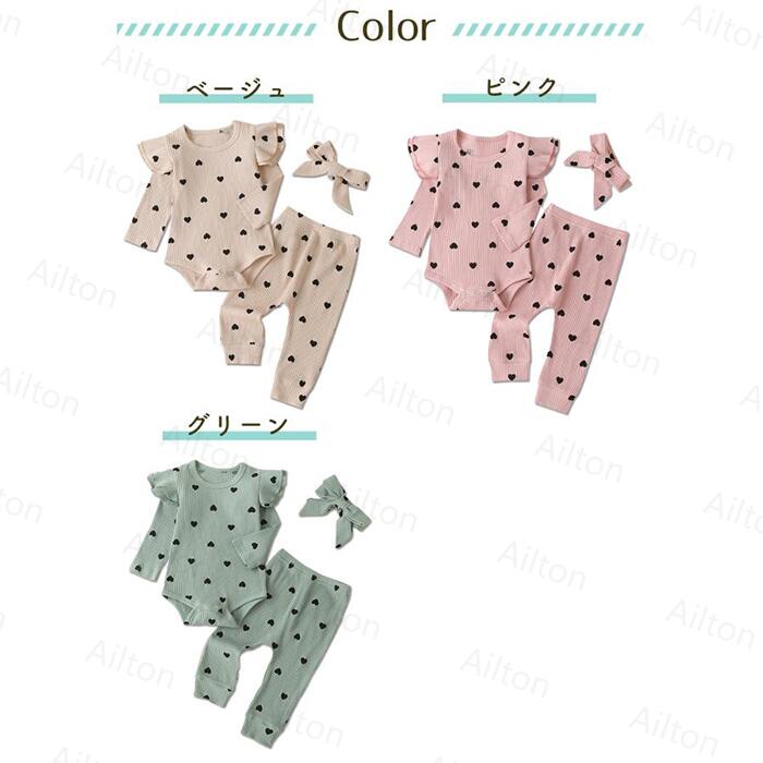 楽天市場】ロンパース 3点セット 女の子 セットアップ ベビー服 長袖