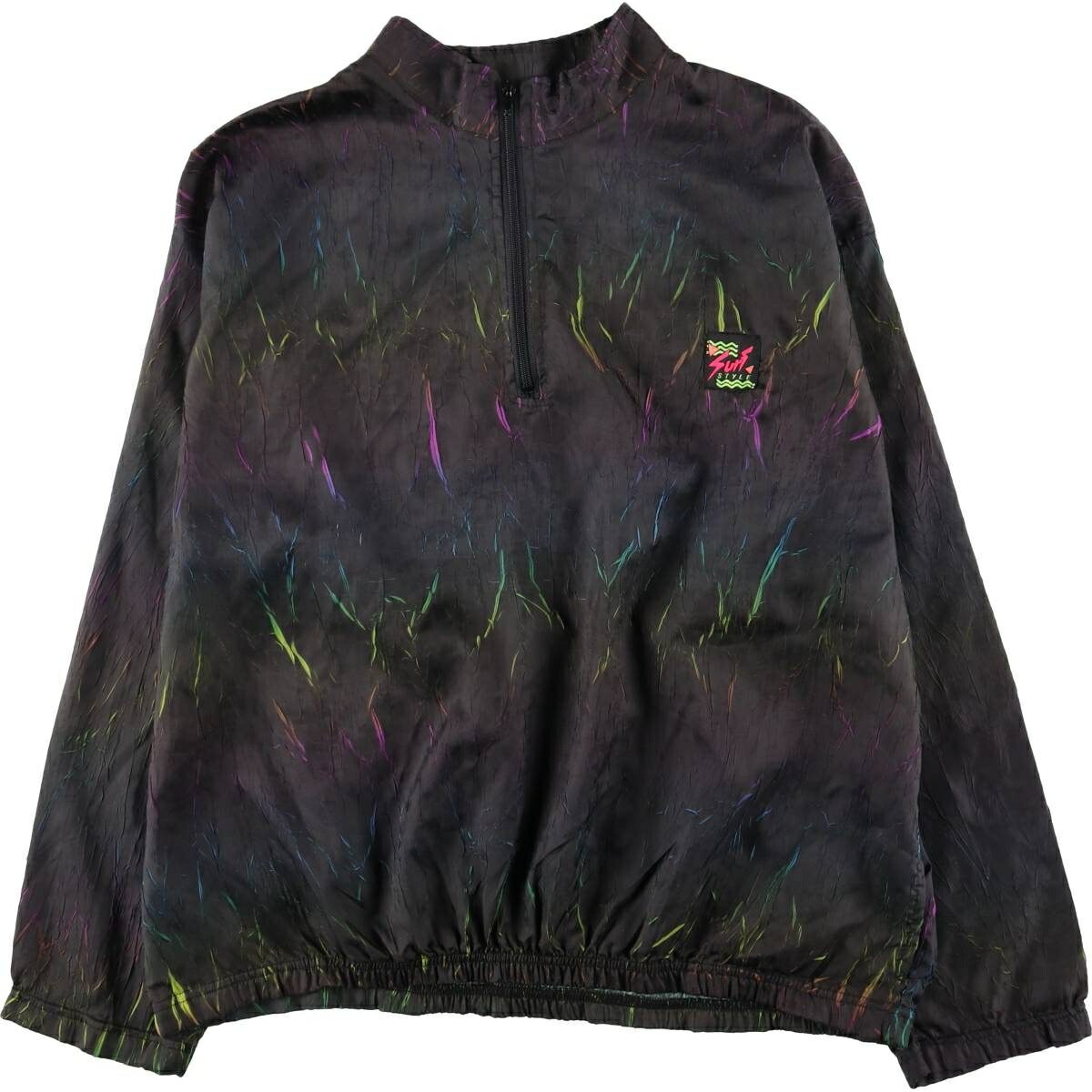 古着 80～90年代 SURF STYLE 総柄 ハーフジップ ウインドブレーカー