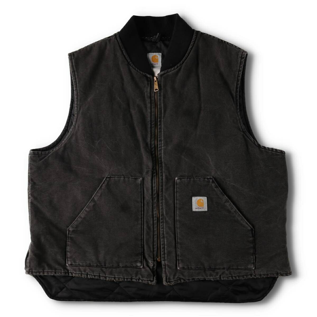 古着 カーハート Carhartt クラシックベスト 中綿入り 腰ゴム ダック