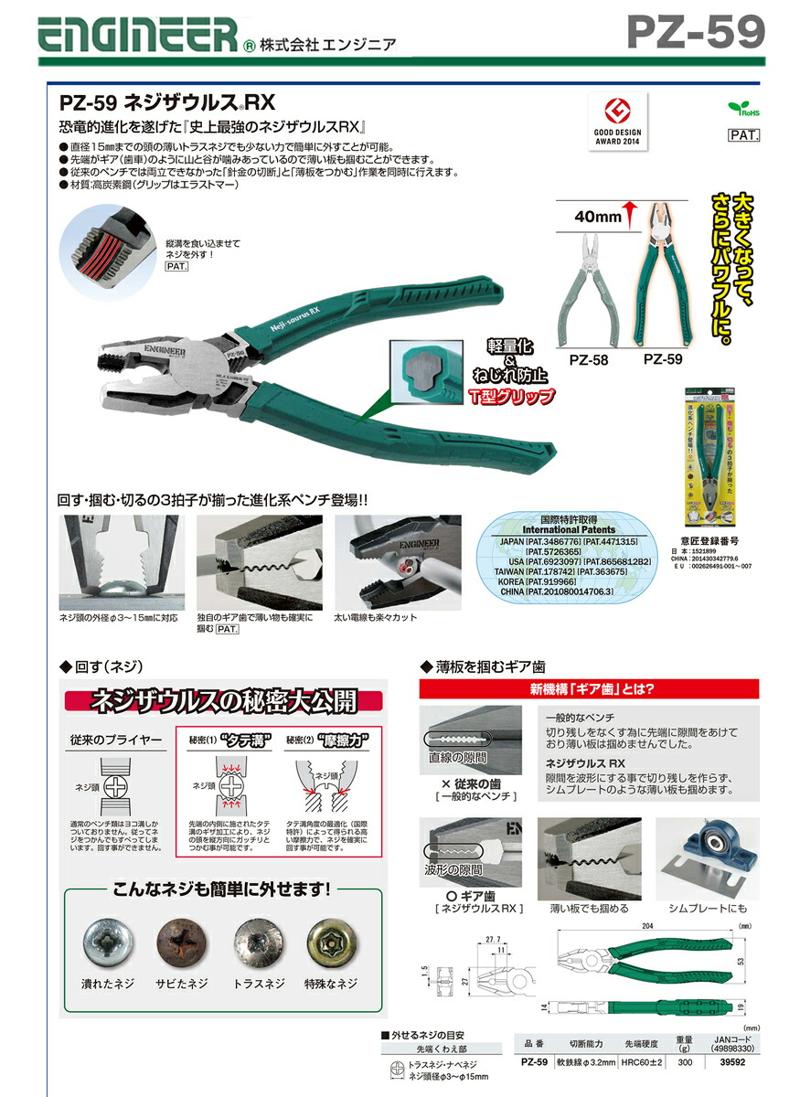 オススメ】〈エンジニア〉ネジザウルスRX PZ-59 | 一般作業工具