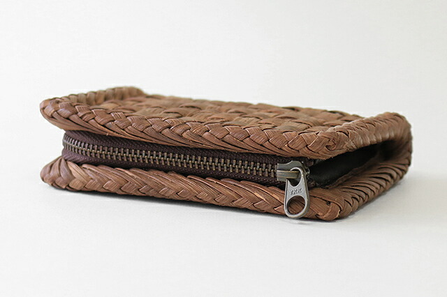 やまぶどう財布(国産材/市松編み/内側本革/L字ファスナー)(約)幅13.5