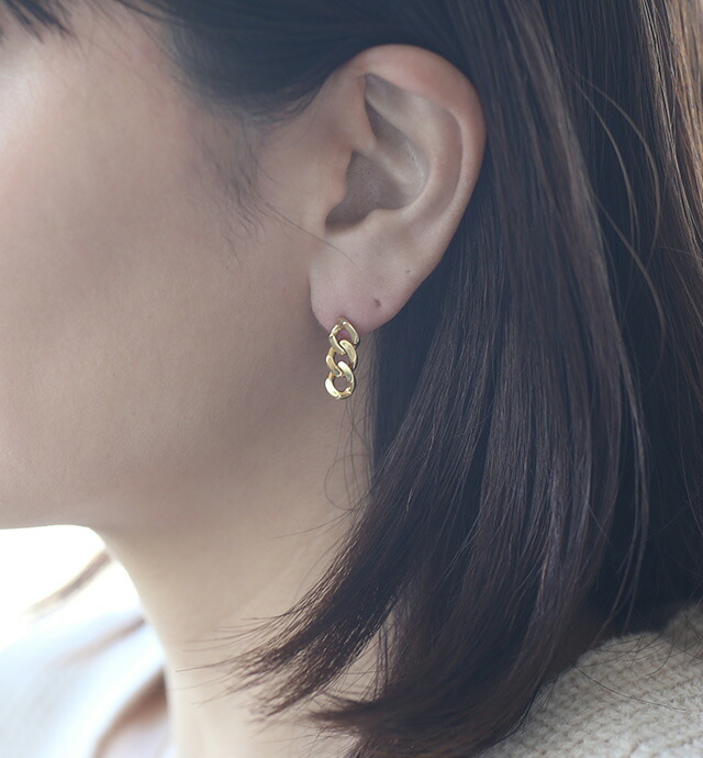 Baqless (バックレス) ピアス アミティ チェーン ゴールド/シルバー