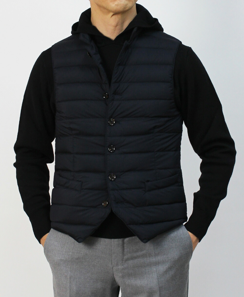 J5119 美品 ムーレー シドニー 軽量ダウンベスト ネイビー 44 MOORER