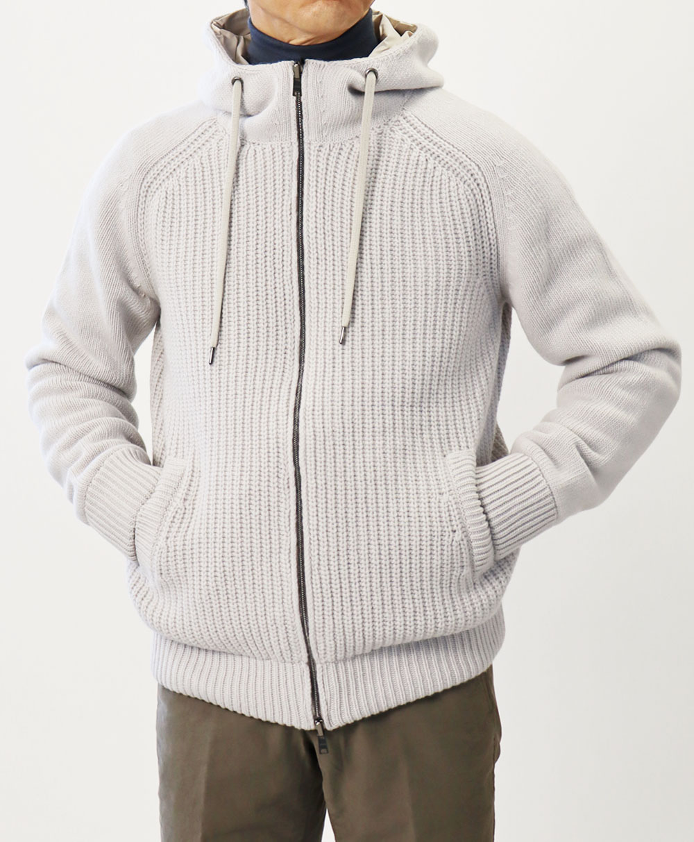 ヘルノ / HERNO / RESORT / ZIP パーカー / ローゲージニット×ナイロン