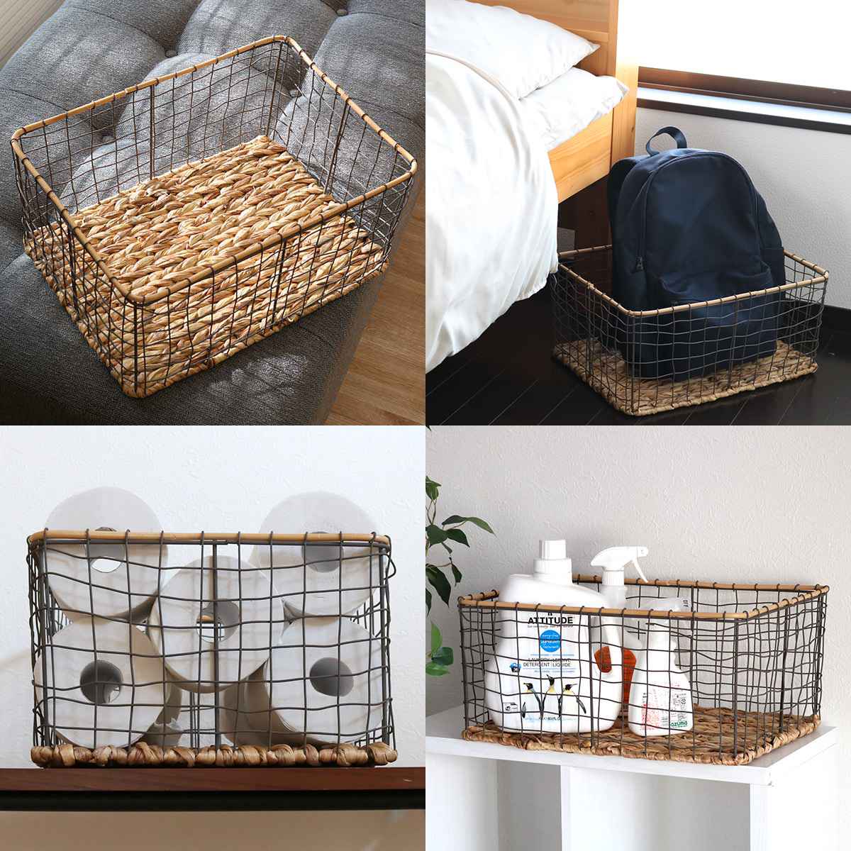 楽天市場】ワイヤーバスケット 籐のカゴ 幅44×奥行32×高さ20cm