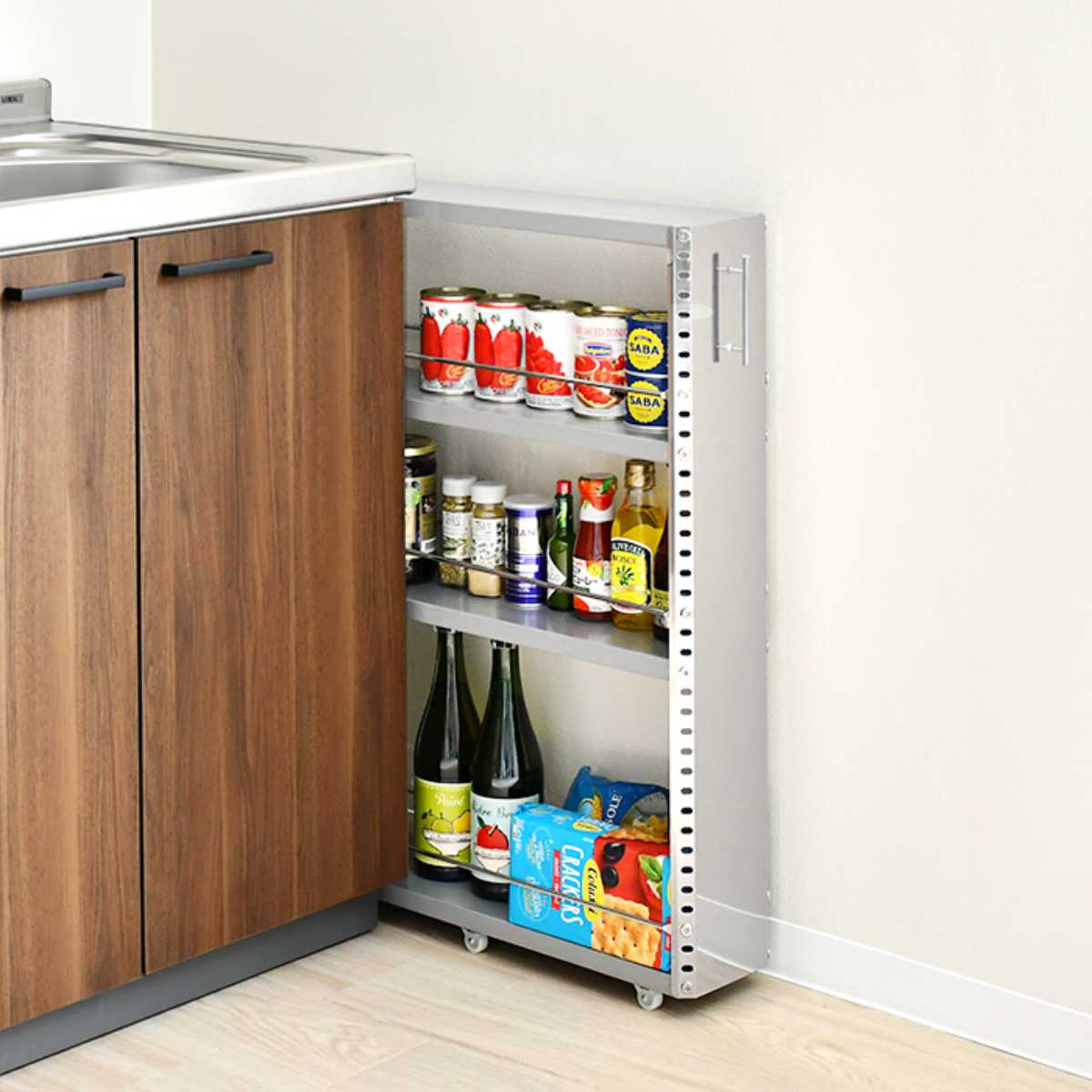 楽天市場】キッチンストッカー ステンレスすき間収納 幅15cm 高さ81cm