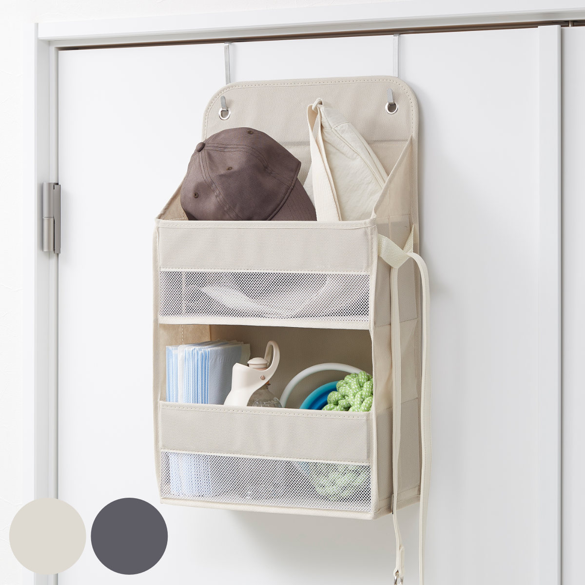 楽天市場】収納ポケット 壁掛け収納 2段 ドア掛け収納 PataPata フック