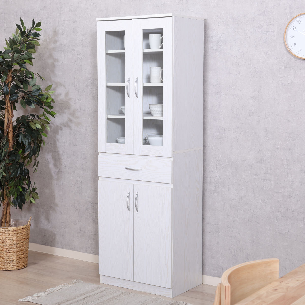 楽天市場】食器棚 幅59cm ハイキッチンボード （ カップボード