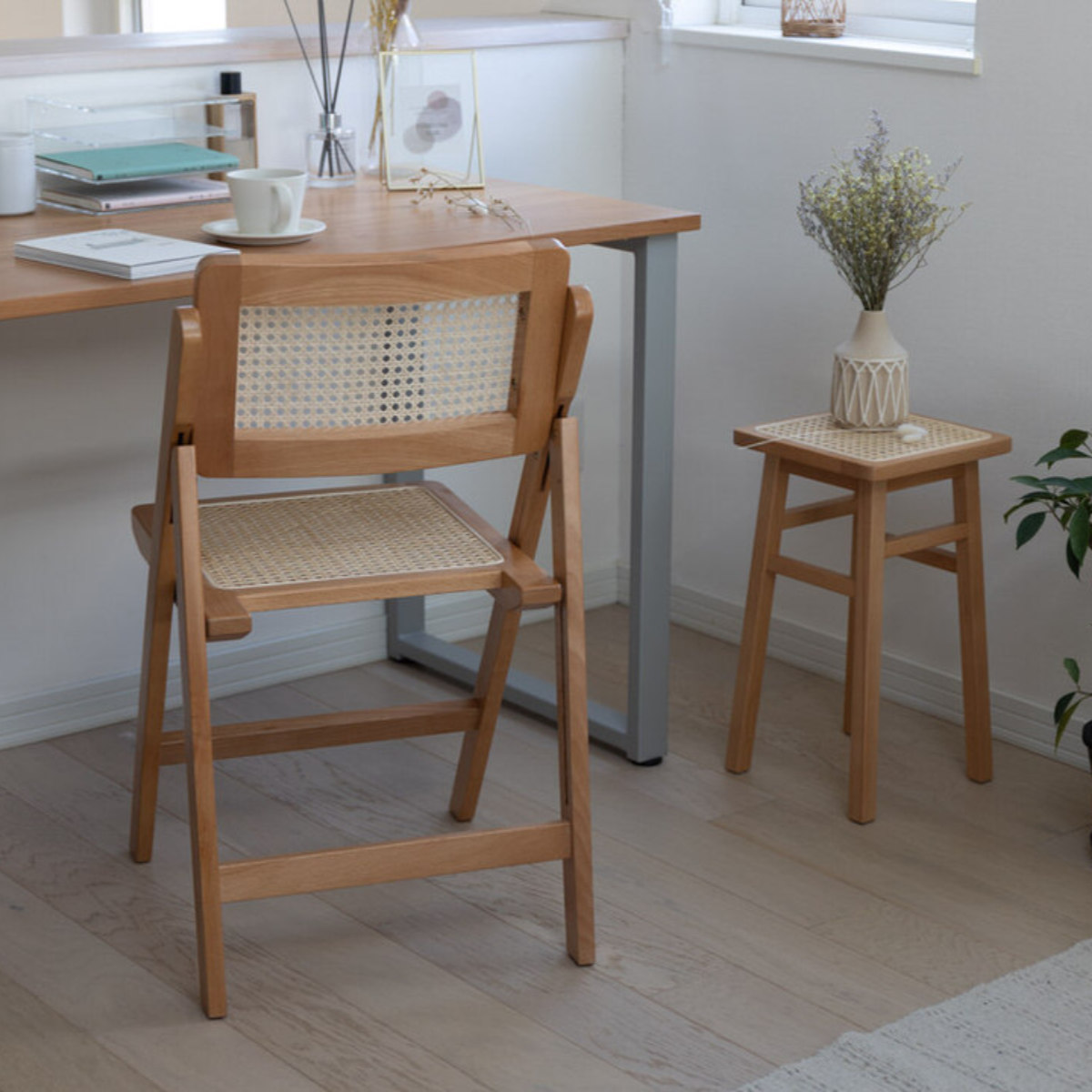 楽天市場】Mash チェア ラタン 座面高41.5cm 天然木 折りたたみ