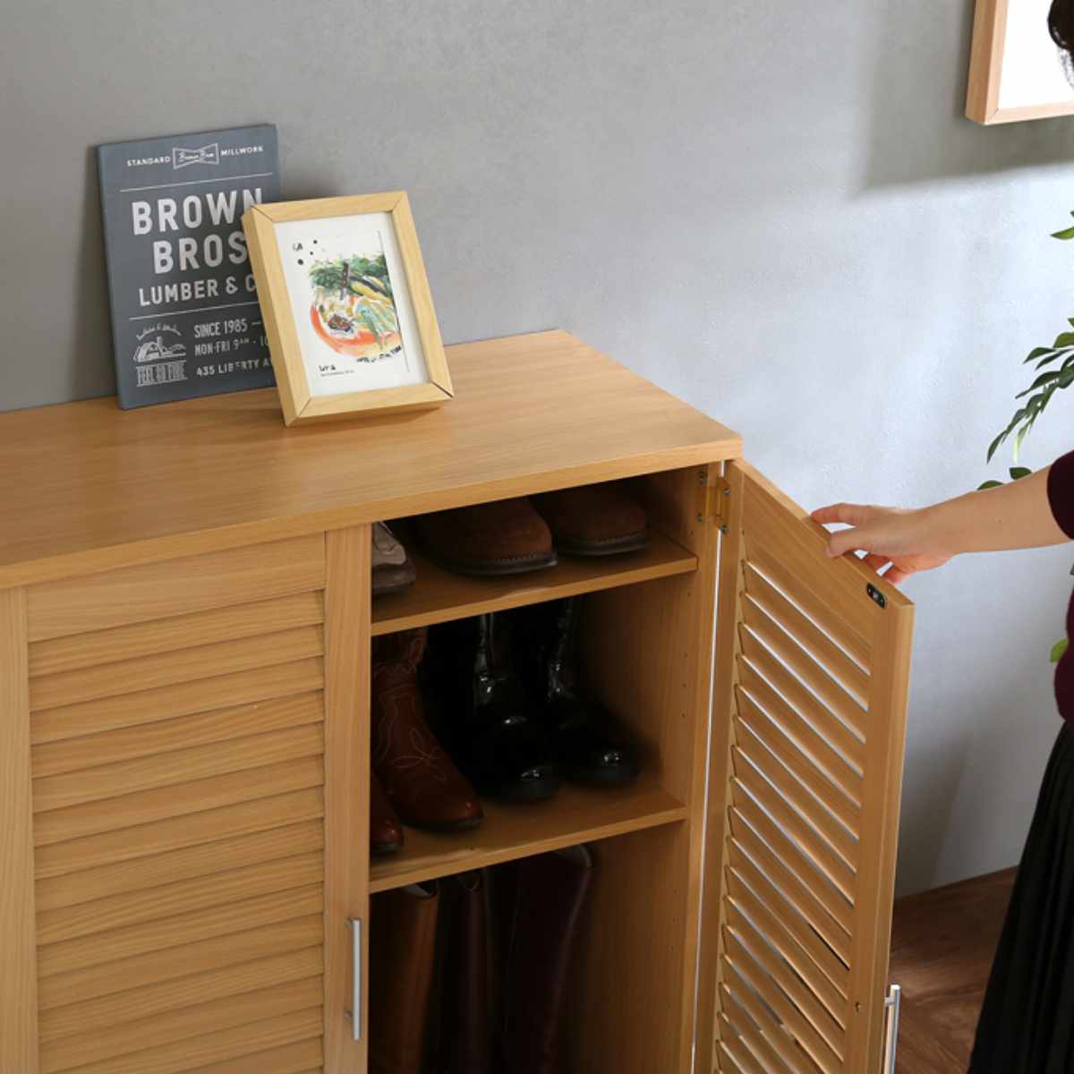 楽天市場】ルーバー扉 シューズボックス 幅60cm 最大21足収納可能 木製