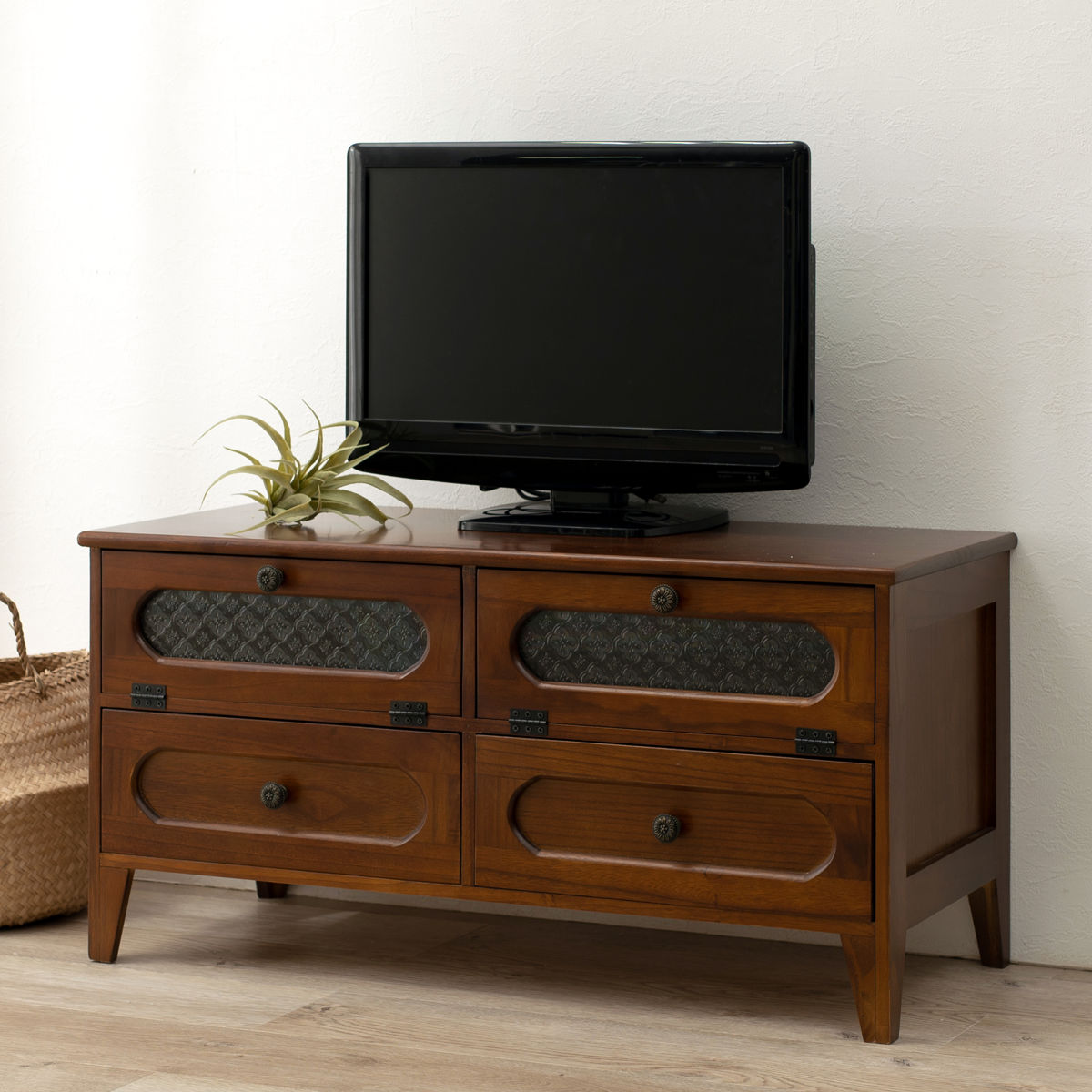 楽天市場】テレビ台 ローボード TV台 アンティーク調 ガラス扉 幅90cm