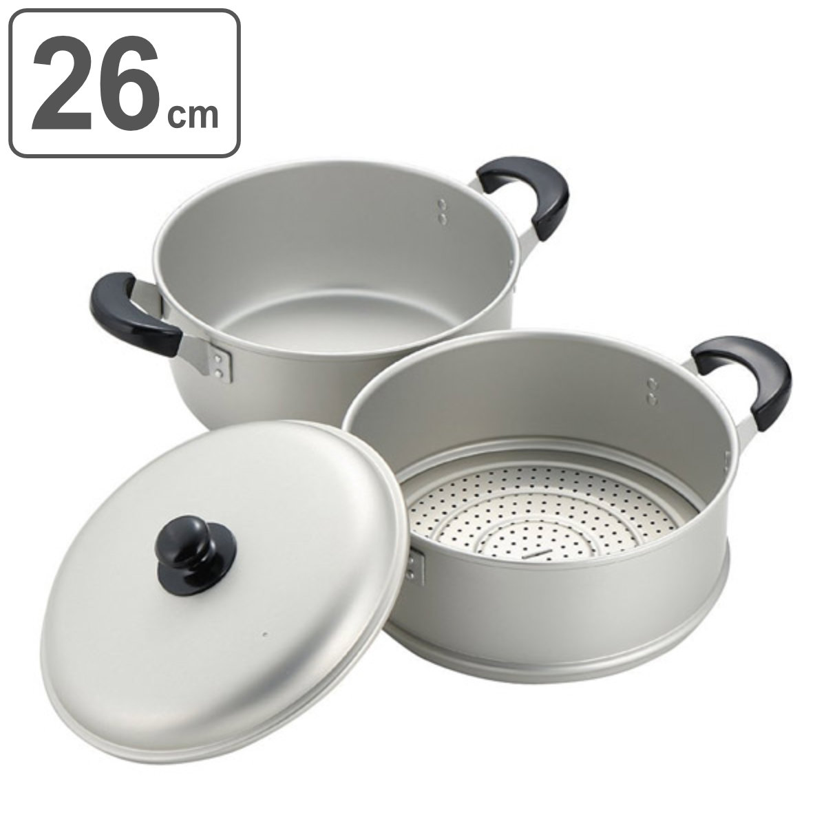 楽天市場】アルミ2段蒸し器 26cm ニューセレット ガス火専用 もち米1.2
