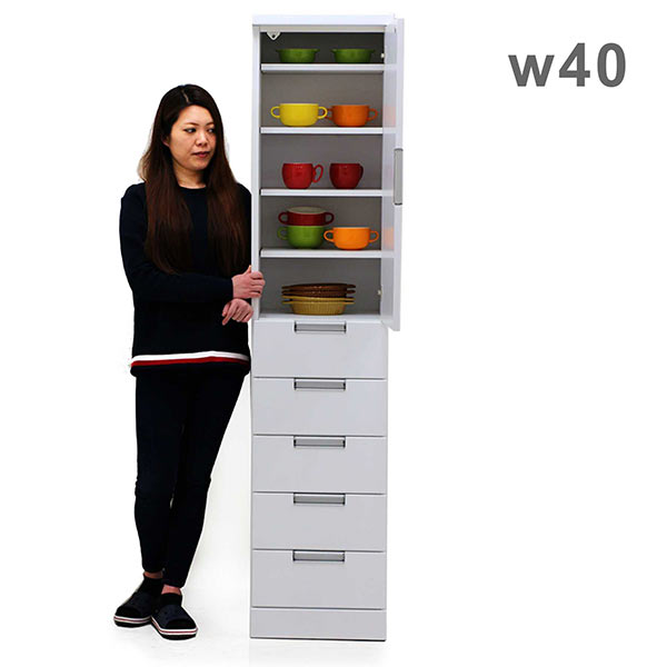 楽天市場】隙間収納 幅40cm 国産 ホワイト スリム 奥行き40cm 高さ