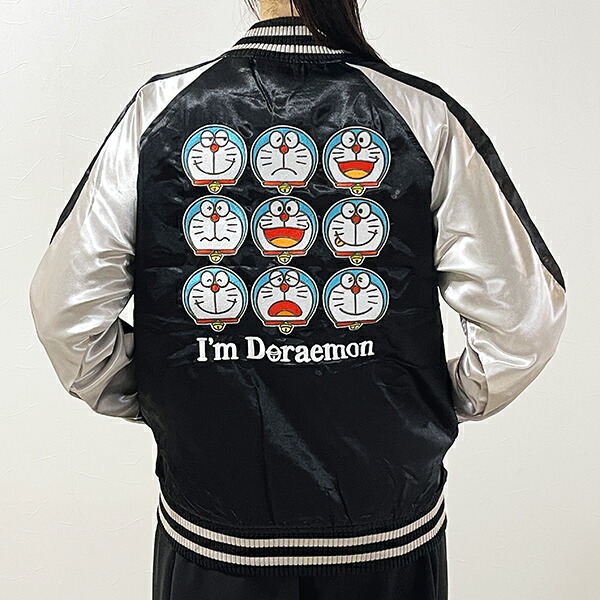 ドラえもん 刺繍スカジャン(L) ブラック×シルバー ブルゾン アパレル