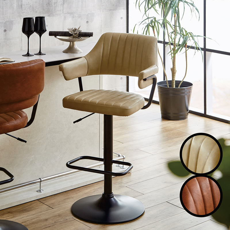 楽天市場】バーチェア カウンターチェア 昇降 回転 肘付き 背もたれ