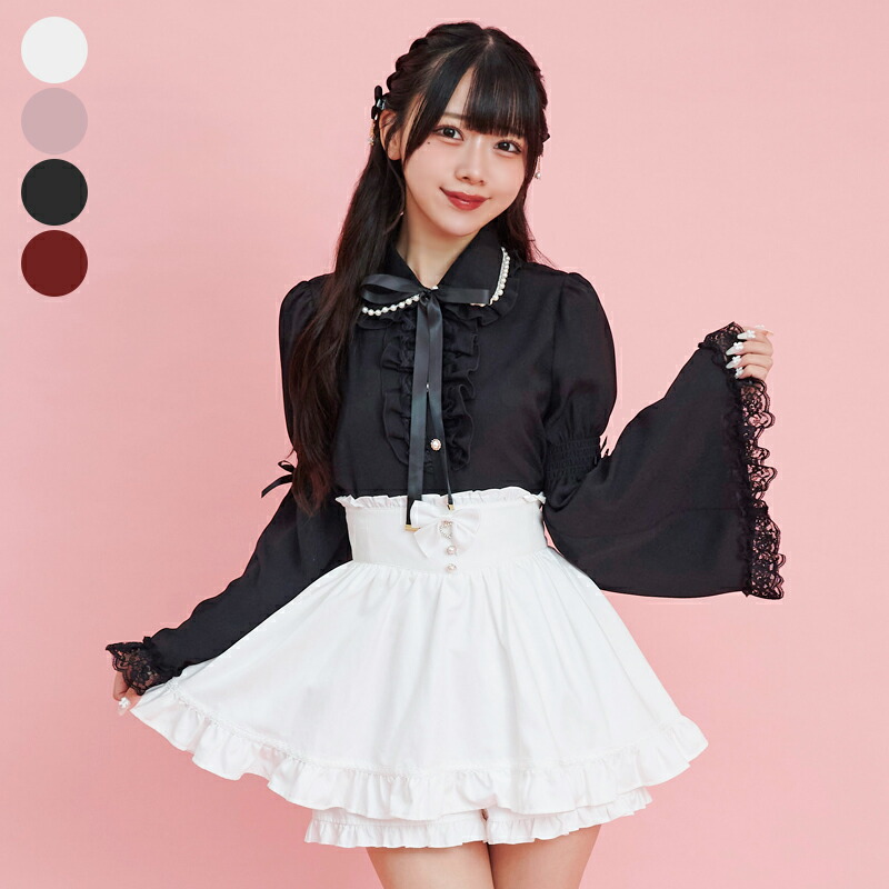 楽天市場】☆パール襟フレア袖ブラウス1/6 18:00 再マークダウン9/27