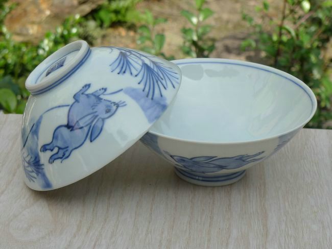 干支兎夫婦茶碗 芳山 2011 - 京焼清水焼 松韻堂