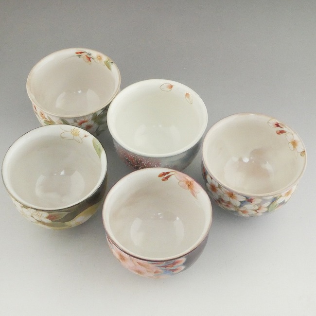 幽玄桜お茶呑茶碗揃え 陶あん - 京焼清水焼 松韻堂