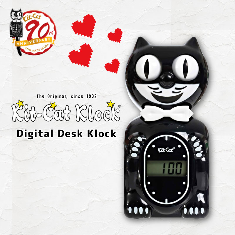 動く目と尻尾が楽しい！Kit-Cat Klockはアメリカンレトロな置き時計です。