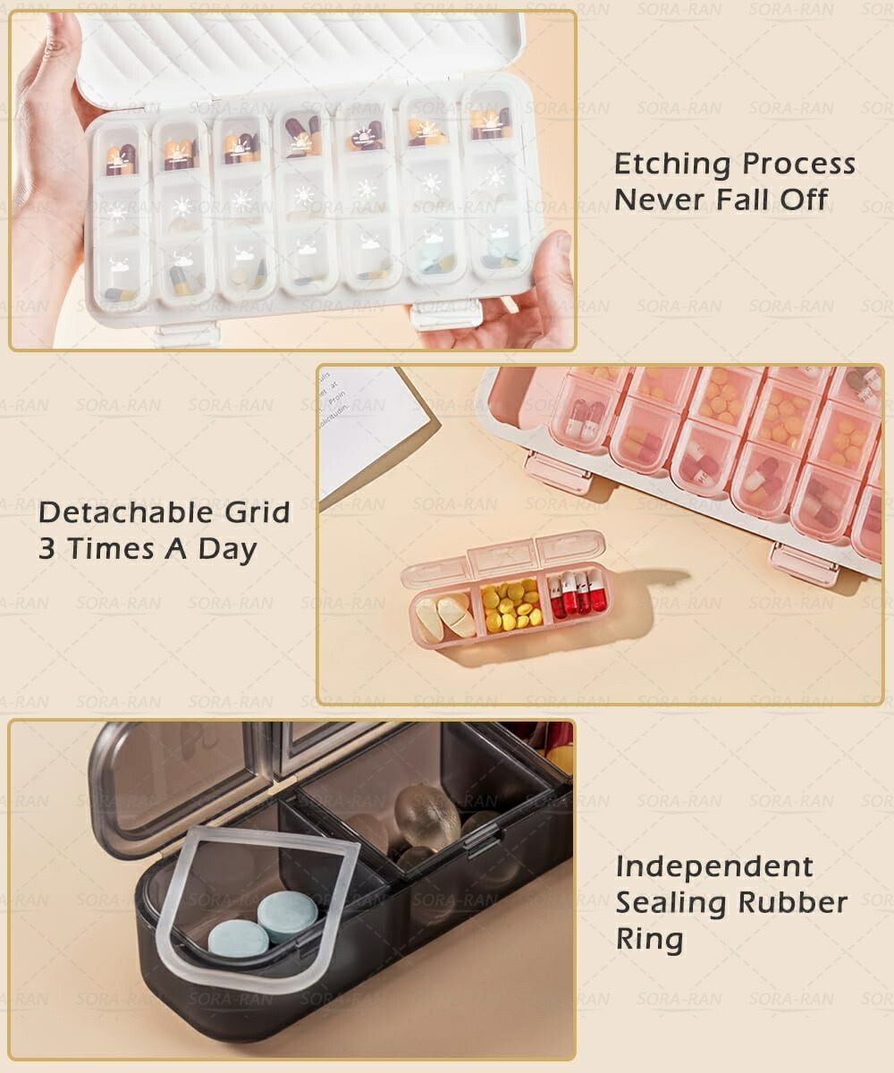 楽天市場】ピルケース 1日3回 1週間 朝昼晩 大容量 薬ケース 密閉 防湿