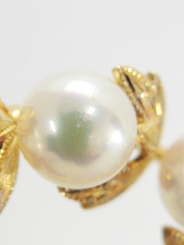 MIKIMOTO】【葉彫り】ミキモト『K18YG ブローチ パール5.7mm』1週間