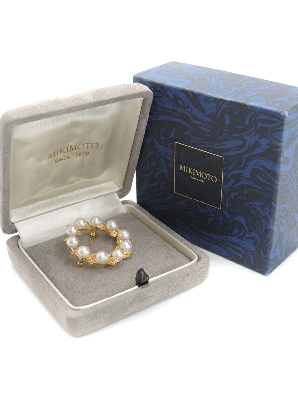 MIKIMOTO】【葉彫り】ミキモト『K18YG ブローチ パール5.7mm』1週間