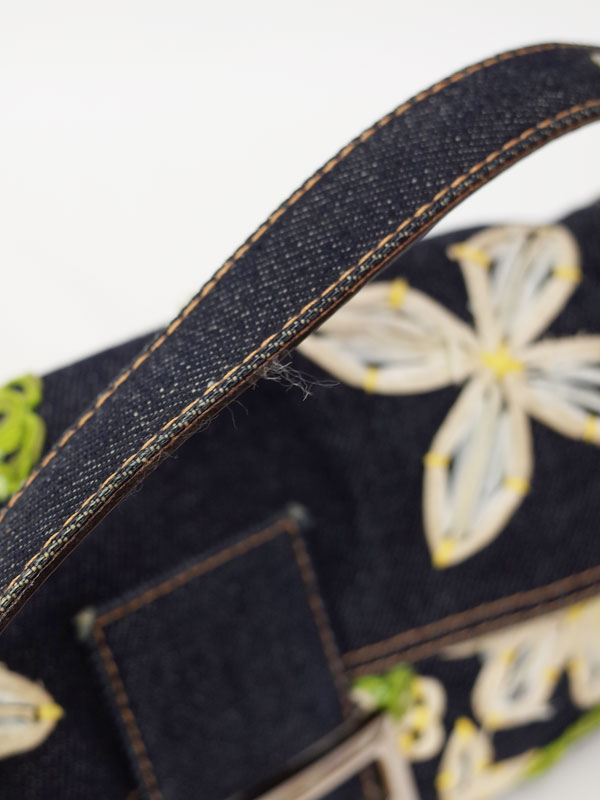 FENDI】【花柄】【刺繍】フェンディ『フラワーデニム バケットバッグ