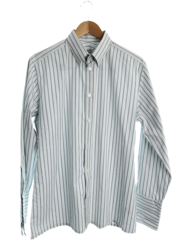 HERMES】【フランス製】【トップス】エルメス『ストライプ柄長袖シャツ