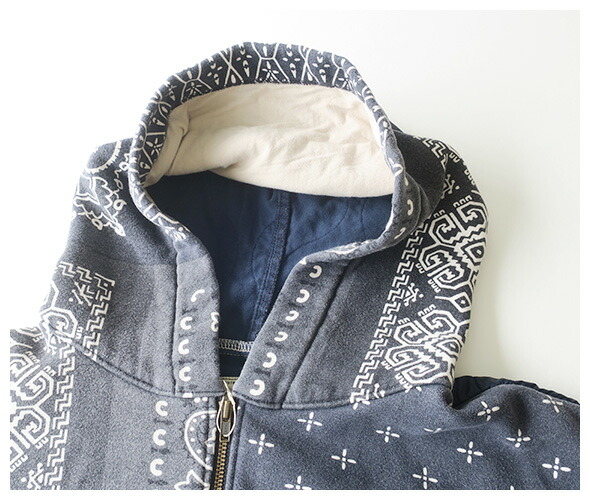 KAPITAL キャピタル 裏毛バンダナ柄 ビバークフードブルゾン