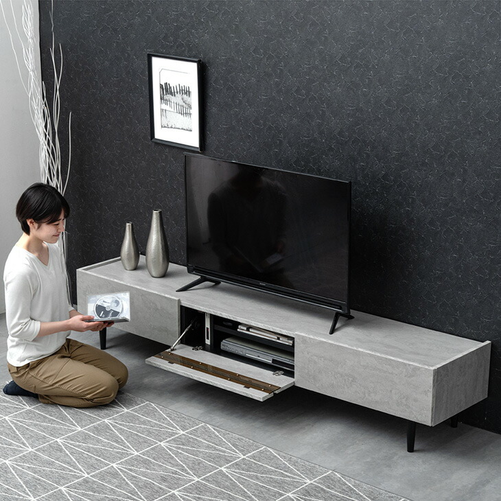 ストーン調 テレビ台 200cm 傷に強いメラミン天板 完成品 テレビボード