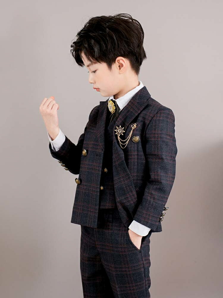 楽天市場】チェック柄 スーツ 紺 5点セット 制服 子供服 卒業式 男の子