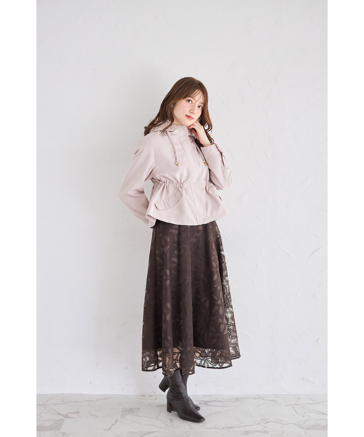 リボン刺繍シアーフレアスカート