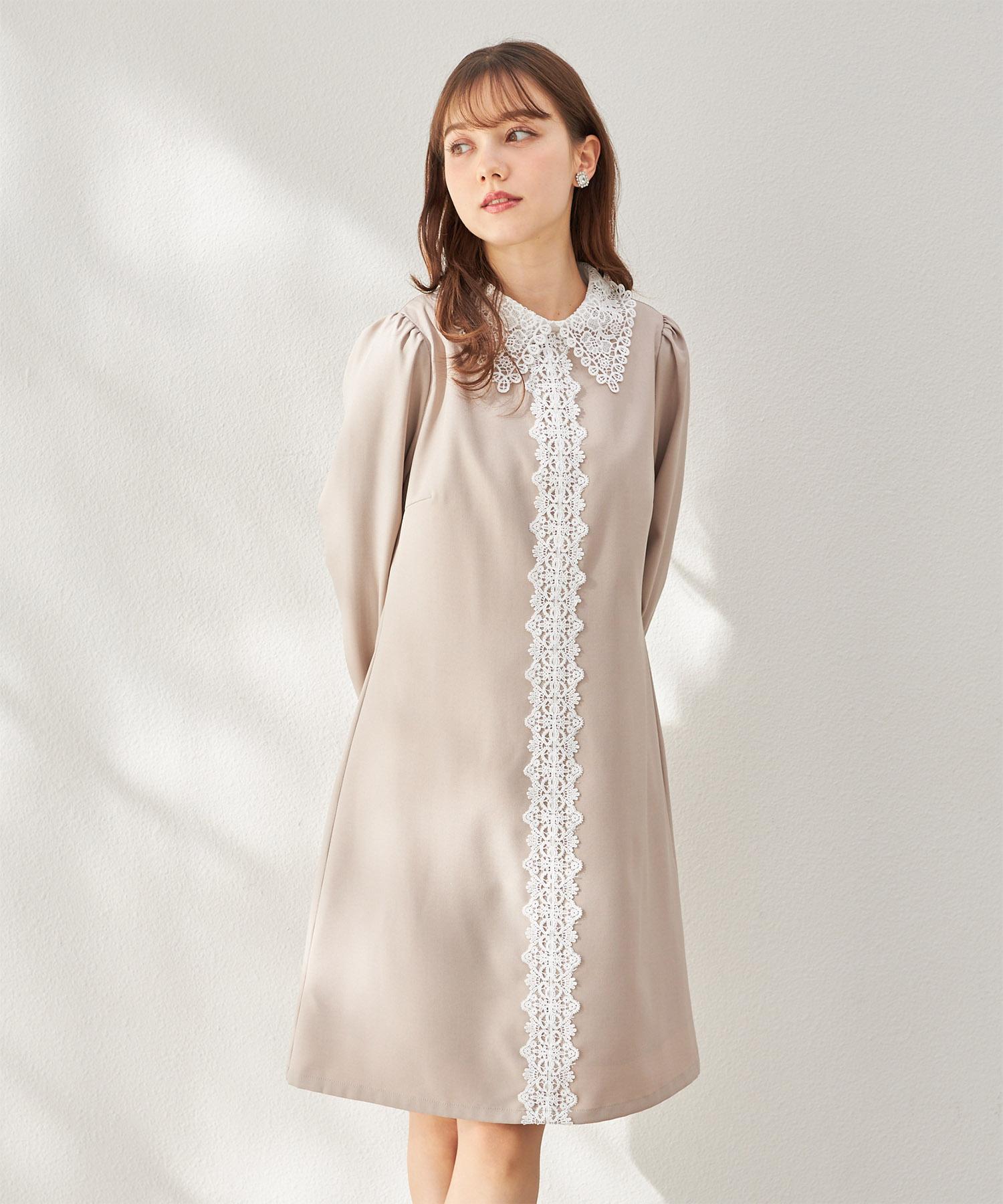 2WAYレース襟付きバイカラーレースワンピース