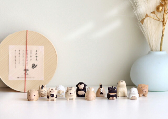 楽天市場】まめえとわっぱ木箱入り 十二支セット(干支の置物 馬 午