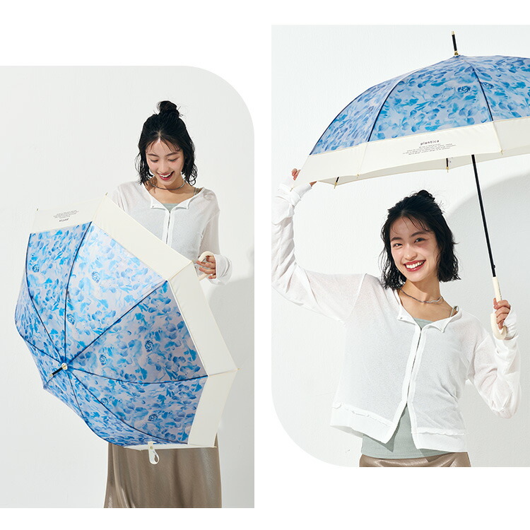 plantica× Wpc.]切り継ぎフラワーアンブレラ Wpc. 雨傘 長傘 晴雨兼用