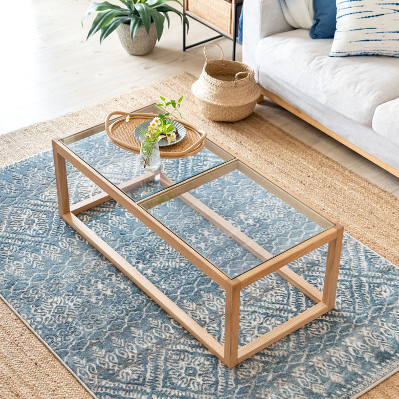 楽天市場】センターテーブル テーブル 木製 ガラス 長方形 W 110 × D