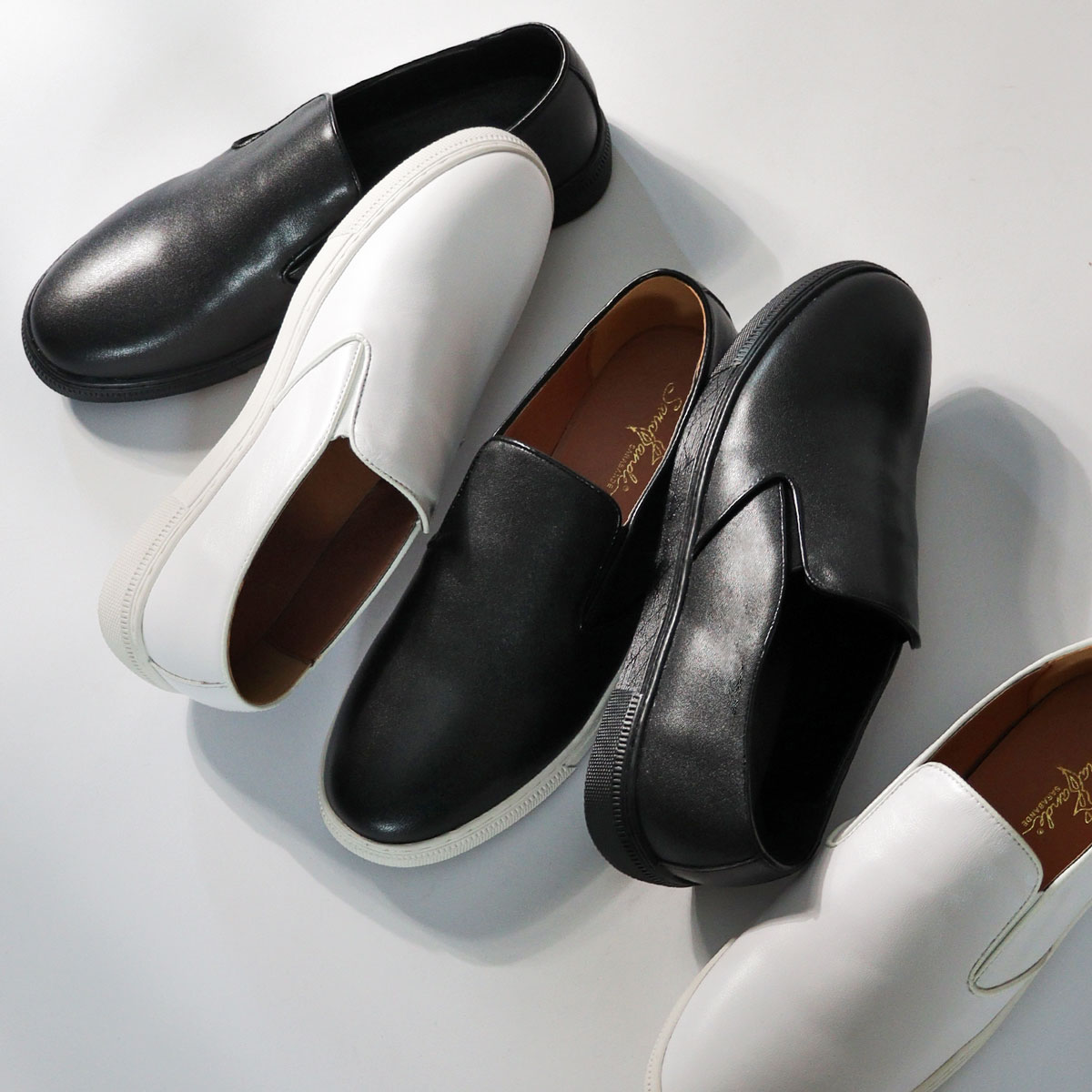 楽天市場】スリッポン メンズ 本革 スニーカー レザー 紐なし 履き