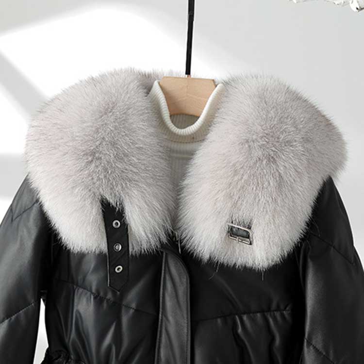 楽天市場】フォックスファー襟ラムレザーダウンジャケット レディース