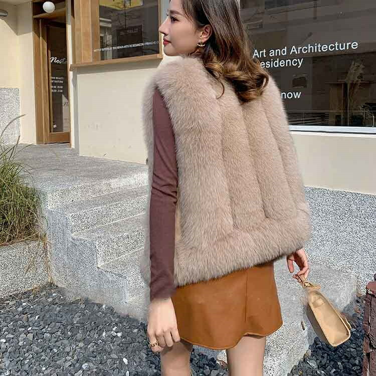 楽天市場】新作 上質フォックスファーベスト ラムレザー使用ショート丈