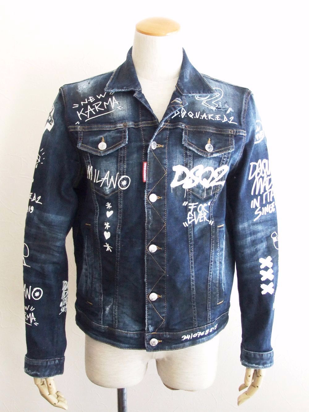 Dsquared2 - DARK GRAFFITI WASH DENIM JACKET ペイント デニム