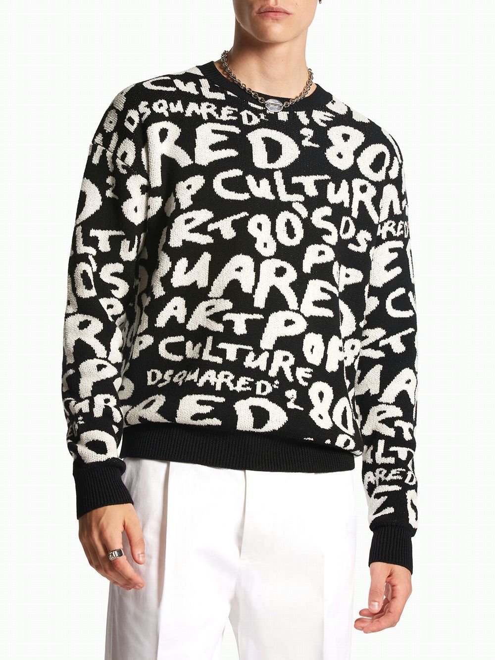 Dsquared2 - D2 POP 80'S KNIT CREWNECK PULLOVER ロゴ クルーネック