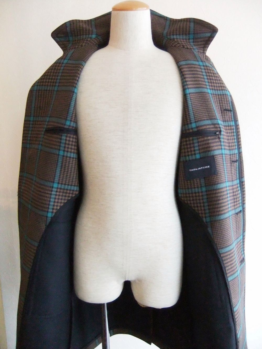 TAGLIATORE - WINDOWPANE ガンクラブチェック 比翼 バルカラーコート