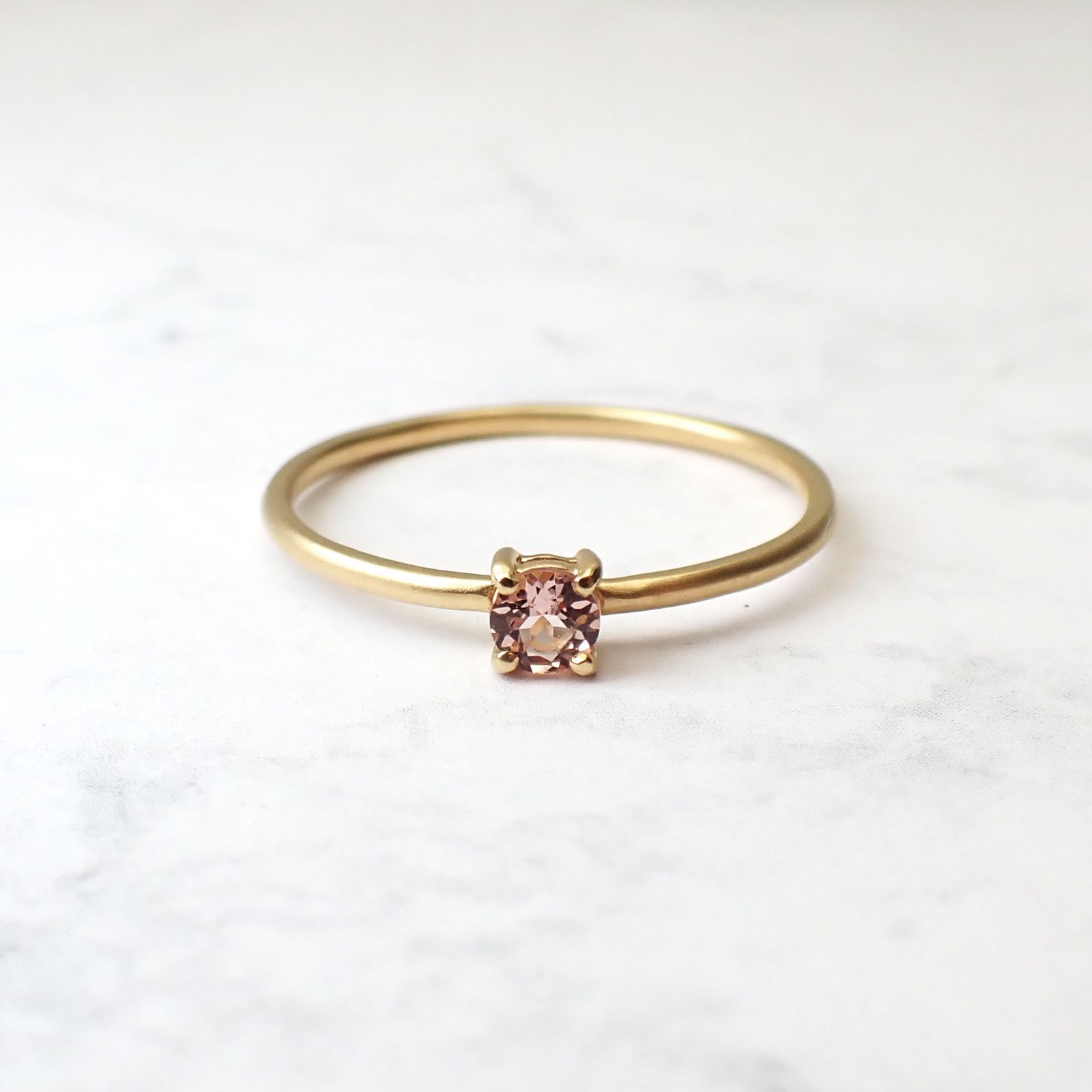 ◇K18リング◇ インペリアルトパーズ 0.15ct | ラウンド/つや消し