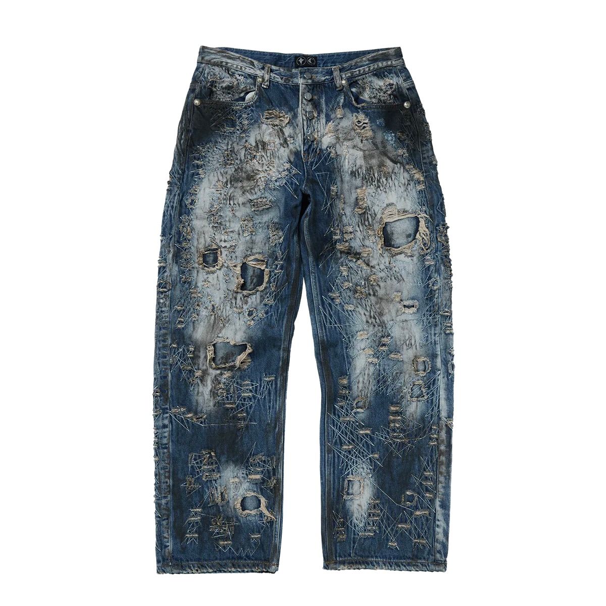 Thug Club - 【残り一点】Hard-Washed Damaged Denim Pants | ACRMTSM