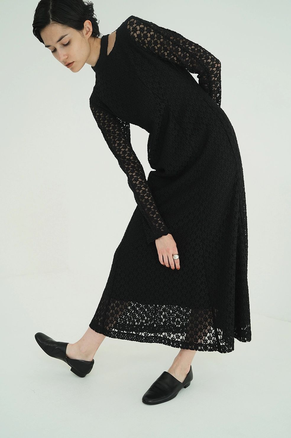 CLANE - フラワーレースワンピース - 3D FLOWER LACE SLASH NECK