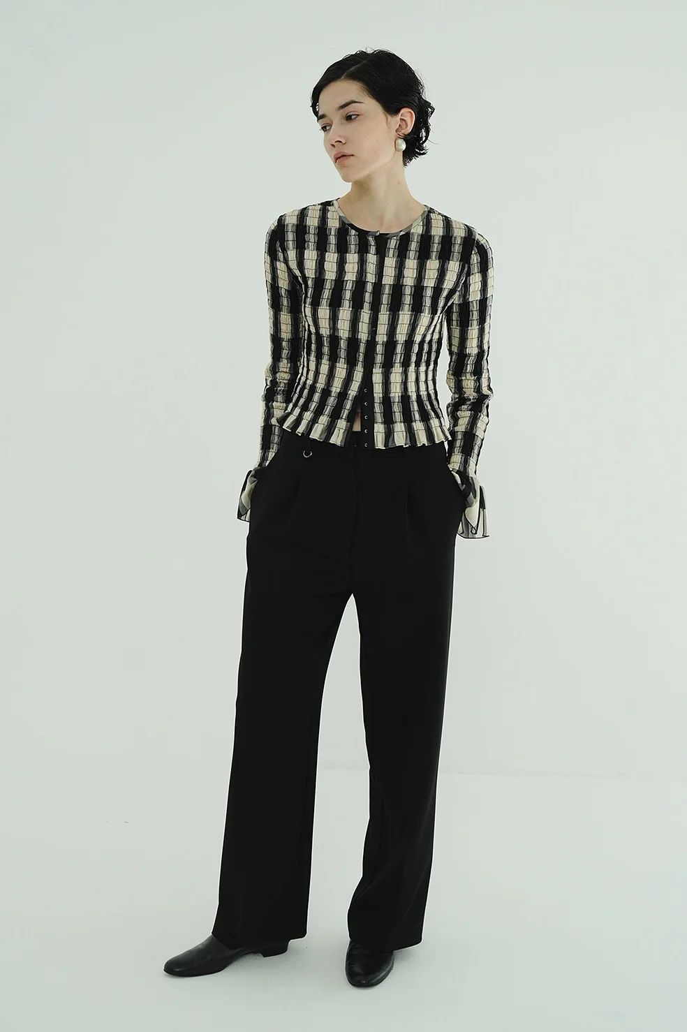 CLANE - シャーリング デザイン ブラウス - SHIRRING DESIGN BLOUSE