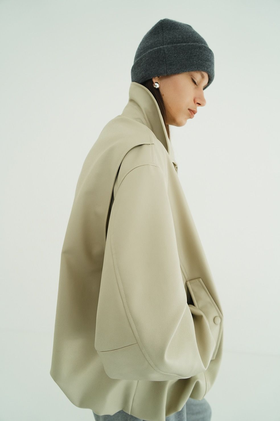 CLANE - フェイクレザーバルーンジャケット - FAKE LEATHER BALLOON