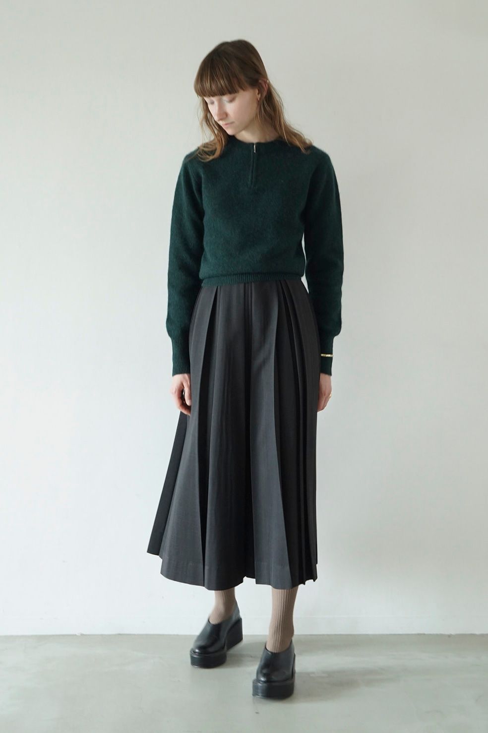 CLANE - ダブルフェイス ヤク ニットトップス - W FACE HALF ZIP YAK